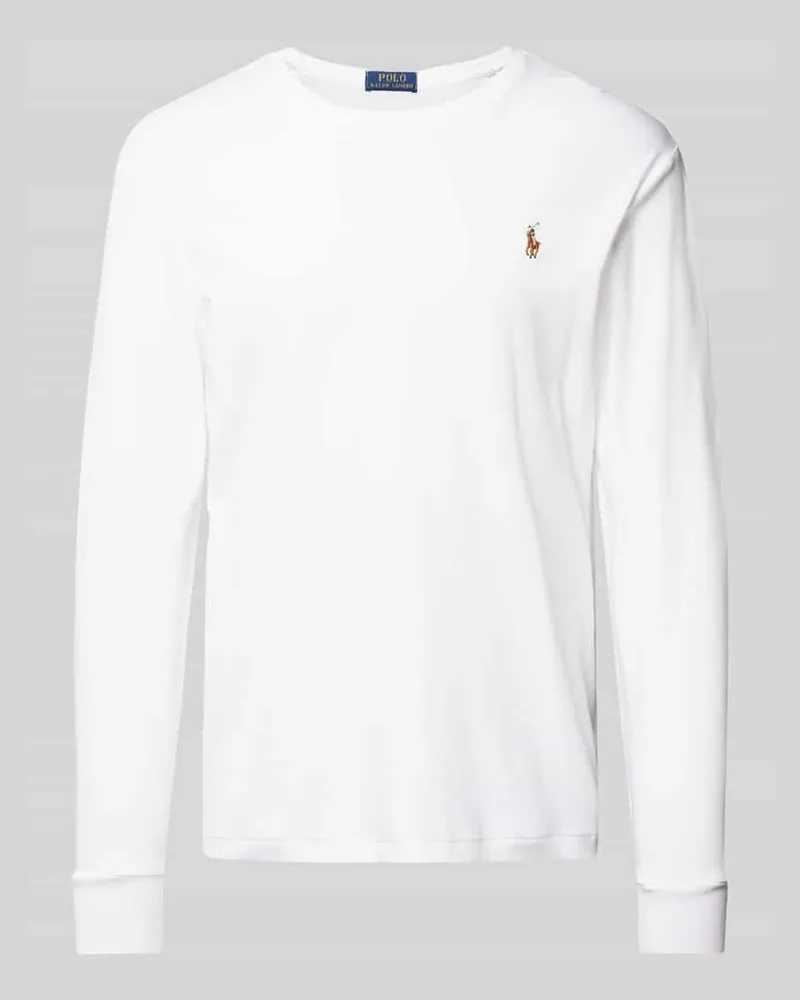 Ralph Lauren Custom Slim Fit Longsleeve mit Rundhalsausschnitt Weiss