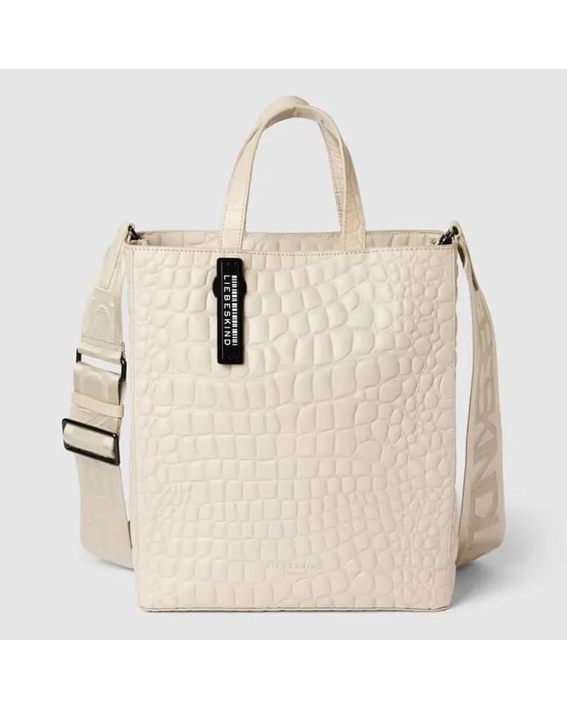 Liebeskind Tote Bag mit Label-Detail Modell 'Kroko Offwhite