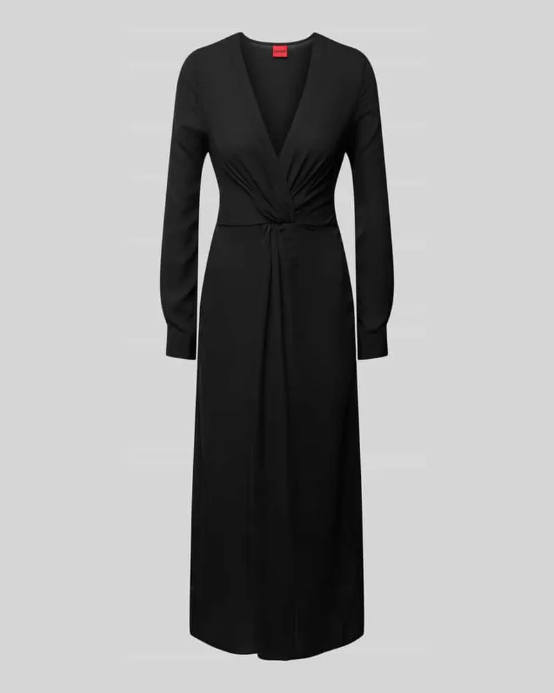 HUGO BOSS Midikleid mit Knotendetail Modell 'Koventi Black