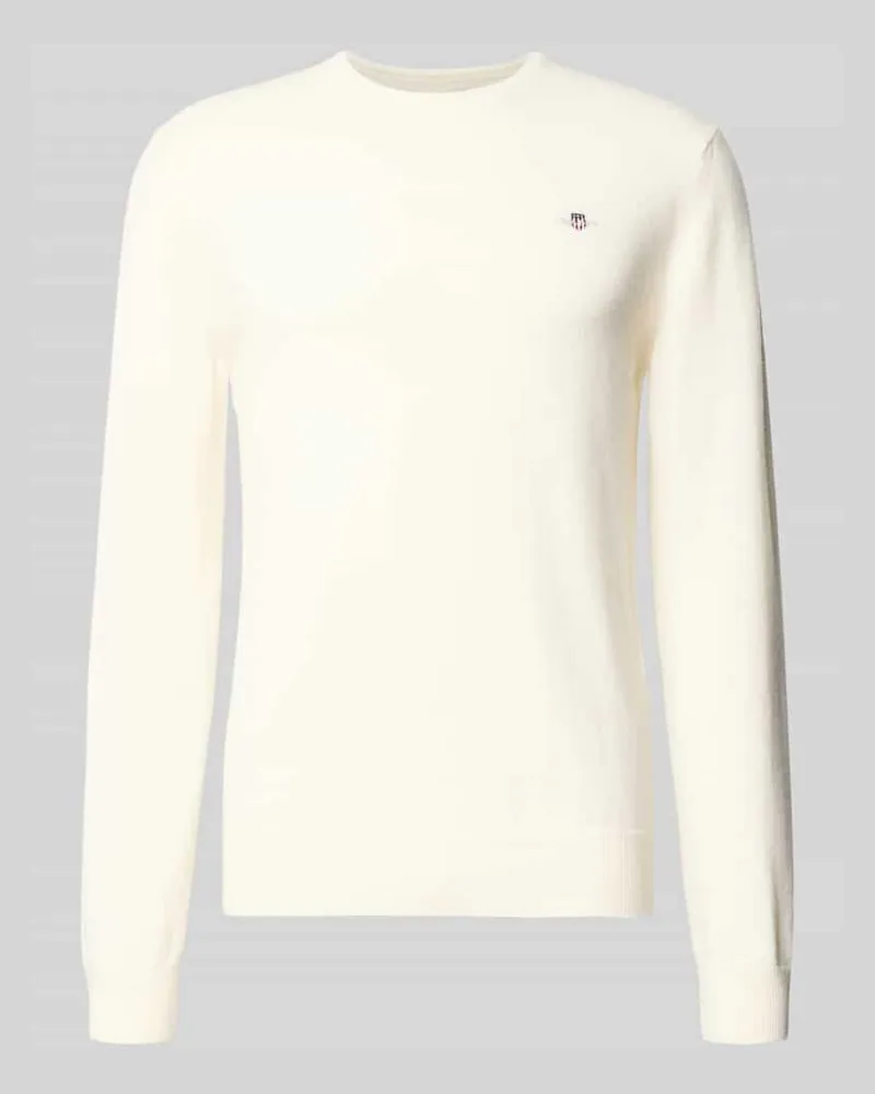 Gant Strickpullover mit gerippten Abschlüssen Offwhite