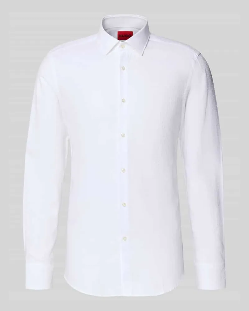HUGO BOSS Slim Fit Businesshemd aus reiner Baumwolle Modell 'KENNO Weiss