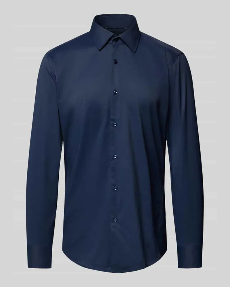 HUGO BOSS Slim Fit Hemd mit einreihiger Knopfleiste Modell 'HANK Marine