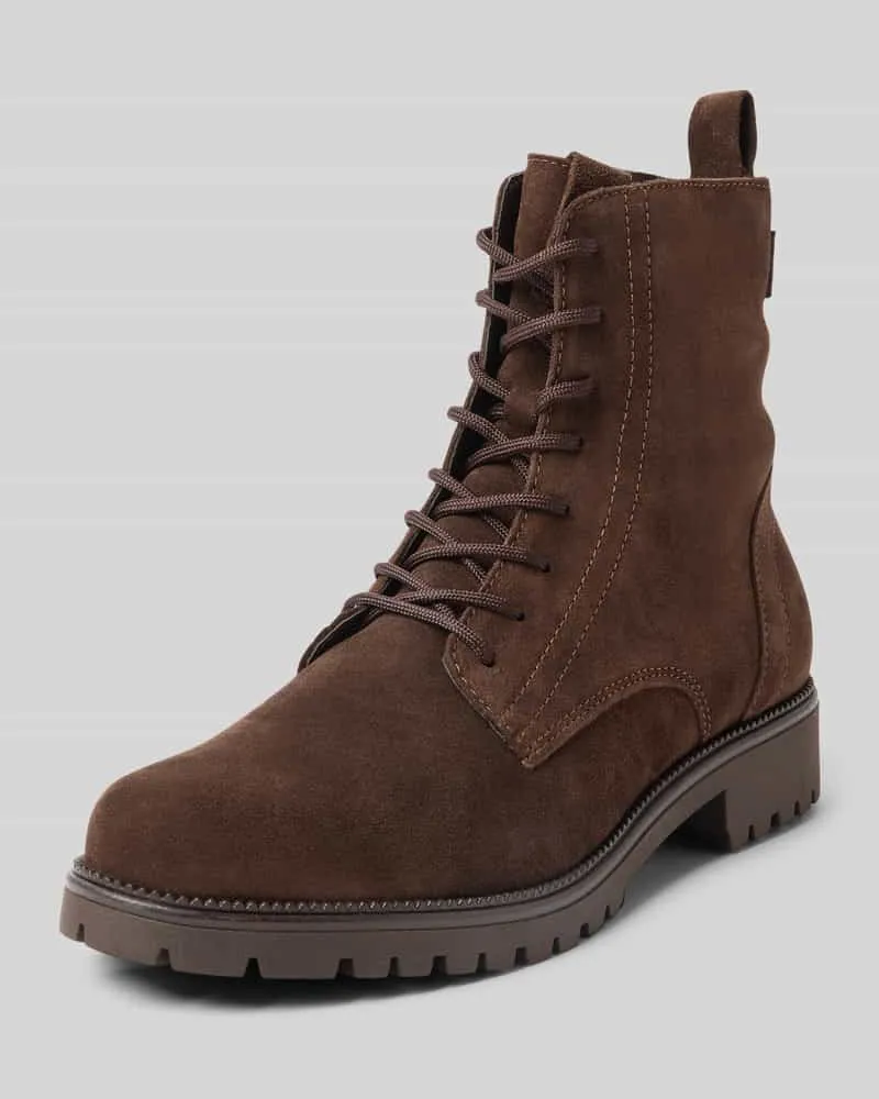 Tamaris Schnürstiefel aus echtem Leder Dunkelbraun