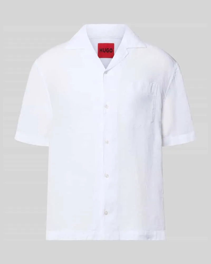 HUGO BOSS Regular Fit Freizeithemd aus reinem Leinen Modell 'EXOLINO Weiss
