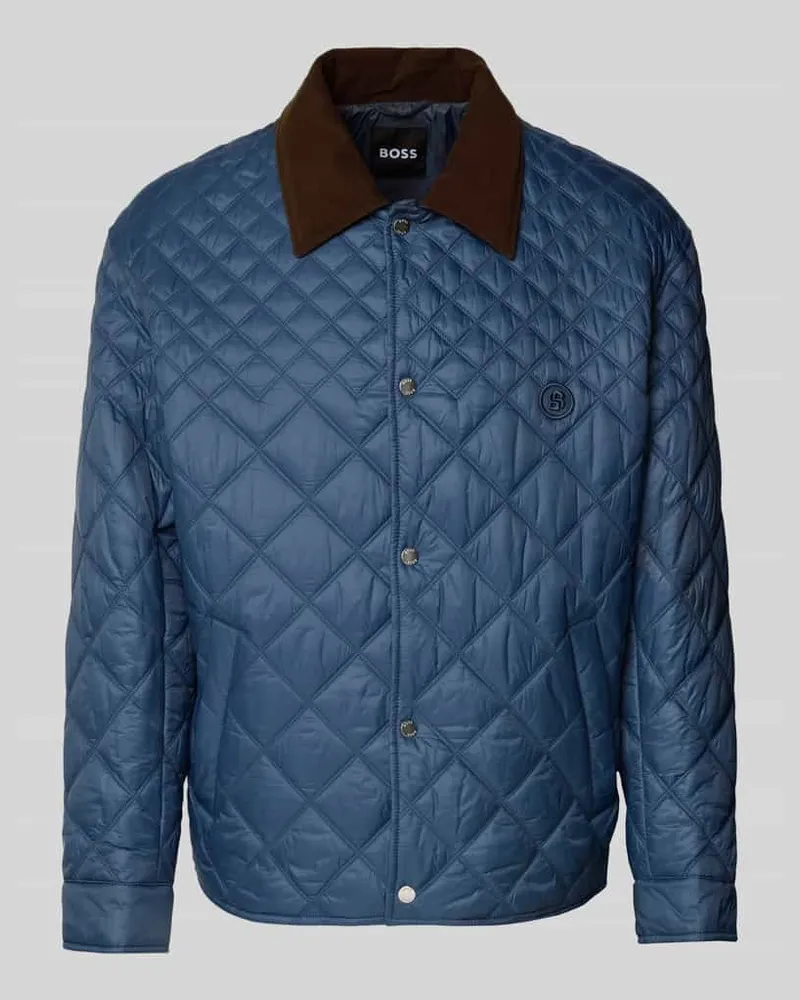 HUGO BOSS Regular Fit Steppjacke mit Cord-Kragen Modell 'C-COSMIX Blau