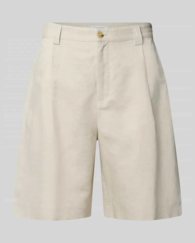 Kitsuné Straight Fit Shorts mit Leinen-Anteil Beige