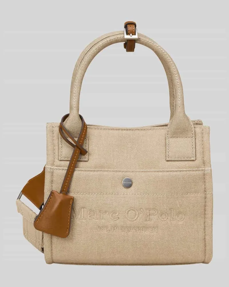 Marc O'Polo Henkeltasche aus reiner Baumwolle mit Logo-Stitching Beige