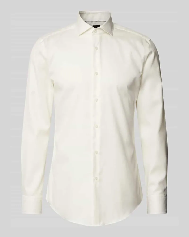 HUGO BOSS Slim Fit Businesshemd aus Feintwill Ecru