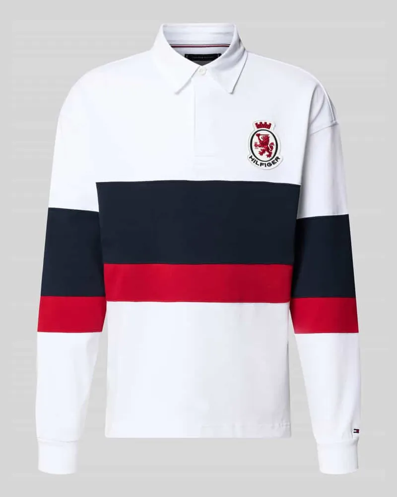 Tommy Hilfiger Relaxed Fit Poloshirt aus reiner Baumwolle Modell 'CREST RUGBY Weiss