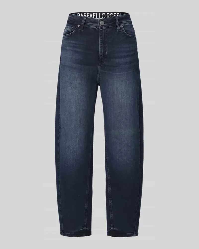 RAFFAELLO ROSSI  Barrel Jeans aus Baumwoll-Mix Modell 'HANNI 7/8 Dunkelblau