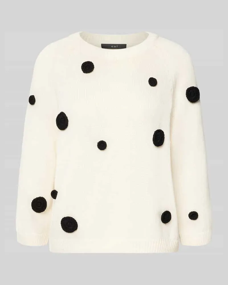 Oui  Strickpullover im Allover-Look Ecru