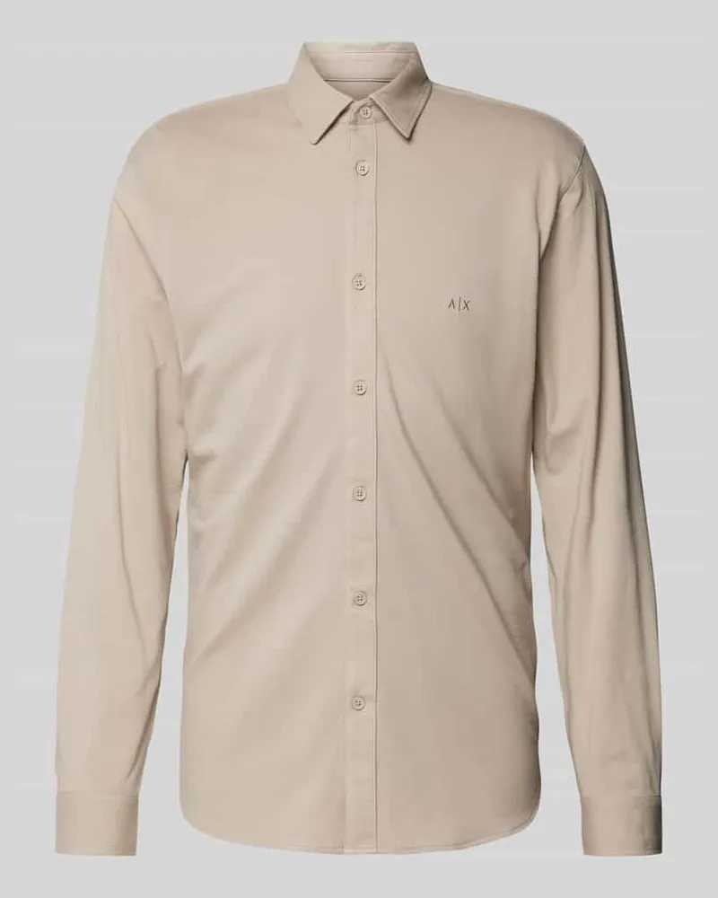 Armani Exchange Regular Fit Freizeithemd mit Logo-Stitching Beige