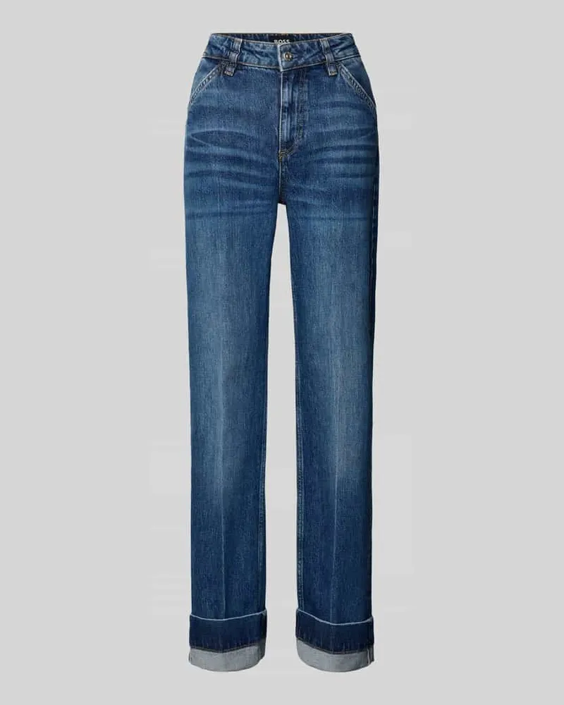 HUGO BOSS Straight Fit Jeans aus Baumwoll-Mix Modell 'PARKWAY Blau