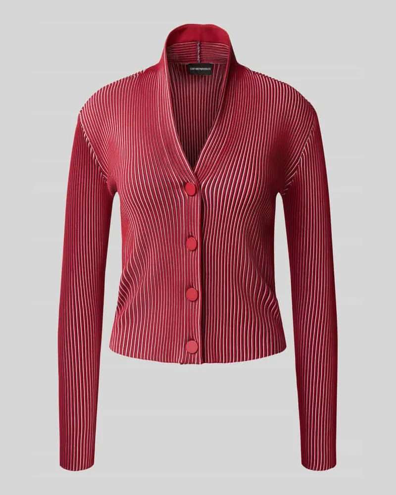 Emporio Armani Cardigan mit Stehkragen und Knopfleiste Dunkelrot