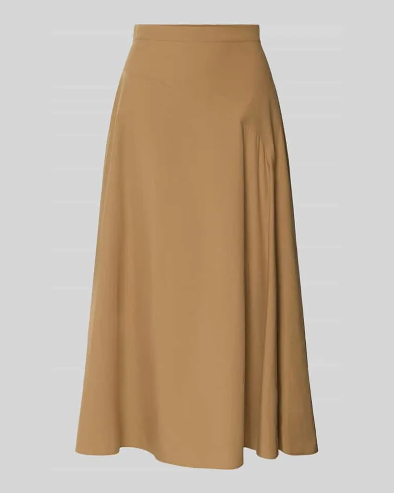 Max Mara Ausgestellter Maxi-Rock aus reiner Baumwolle Modell 'ZATTERA Mittelbraun