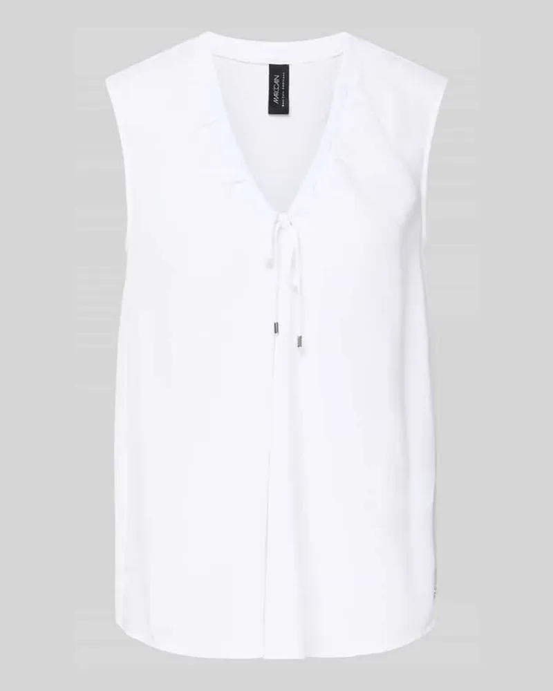 Marc Cain Regular Fit Bluse mit Zierschleife Weiss