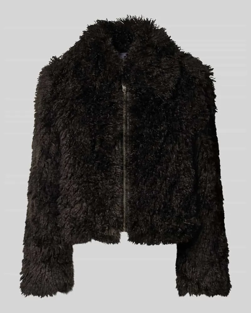 STAND Jacke aus Teddyfell mit Reißverschluss Mittelgrau