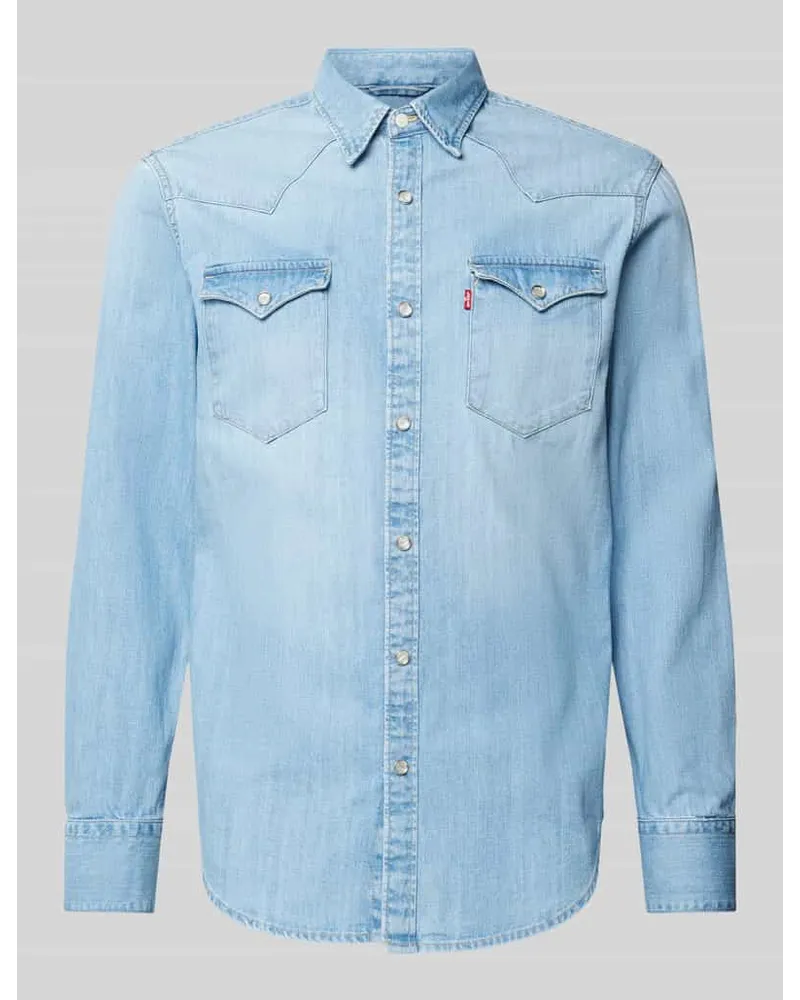 Levi's Regular Fit Freizeithemd mit Pattentaschen Modell 'BARSTOW Jeansblau