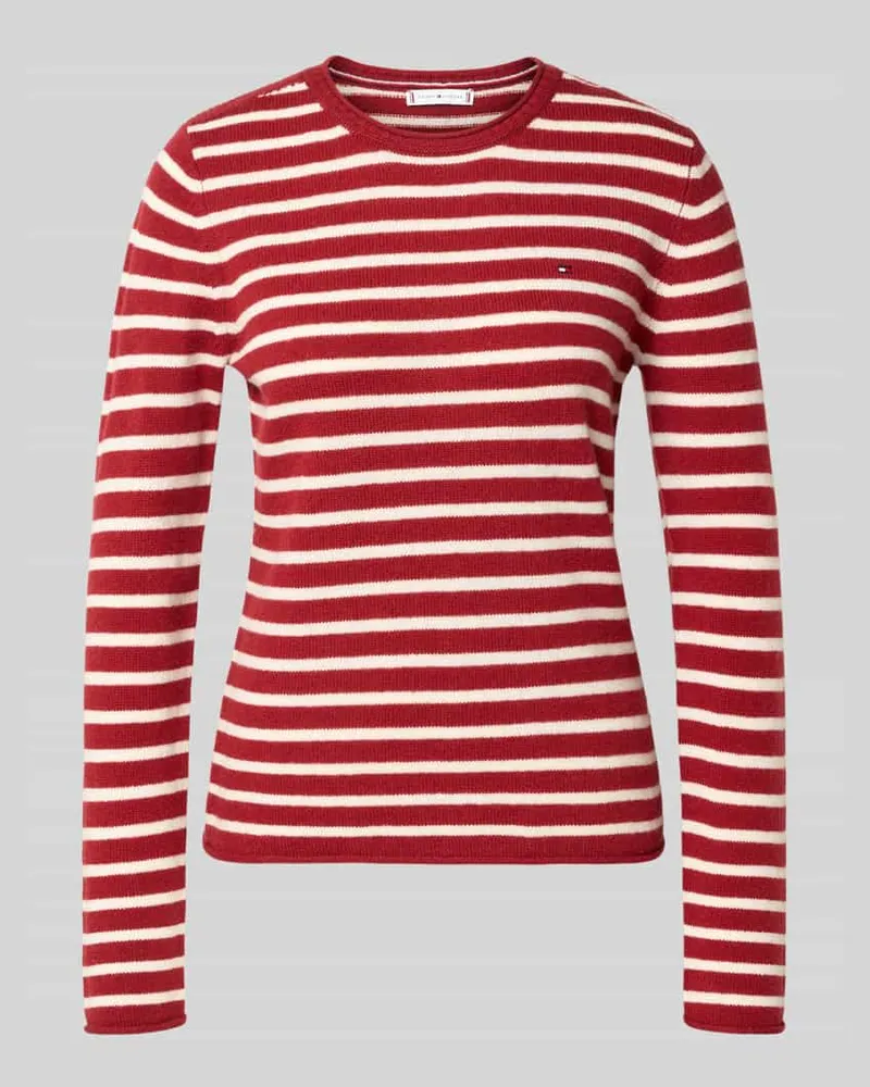 Tommy Hilfiger Slim Fit Strickpullover aus reiner Wolle Rot