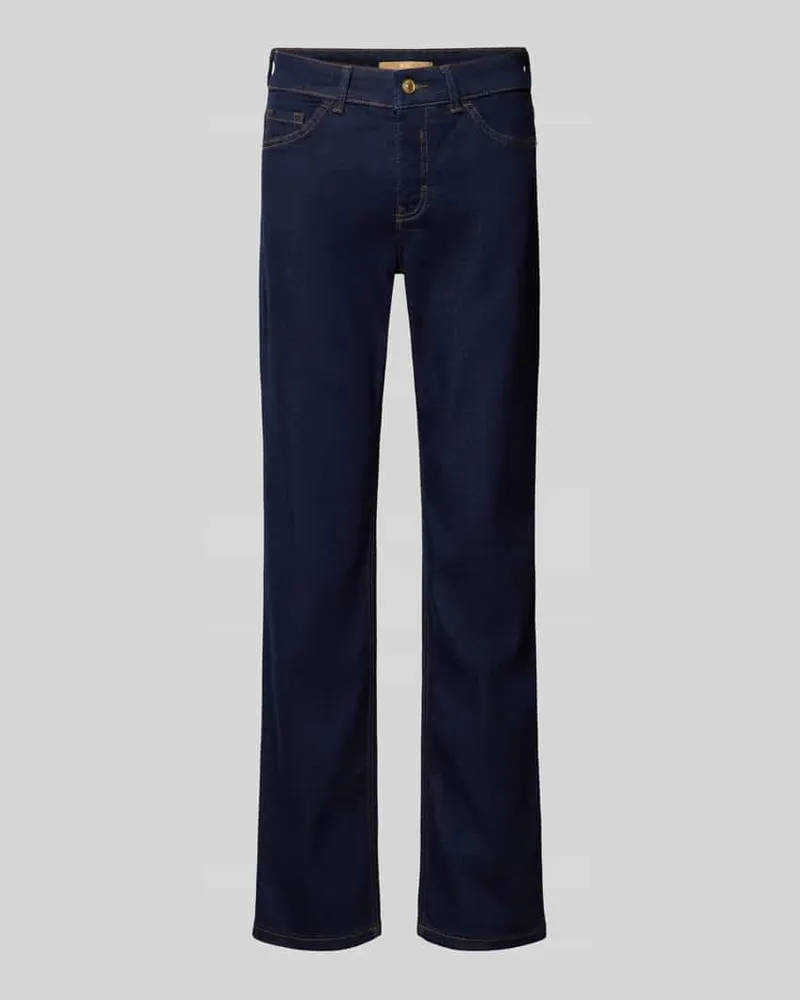 MAC Jeans Straight Fit Jeans aus Baumwoll-Mix Modell 'Carrie Dunkelblau