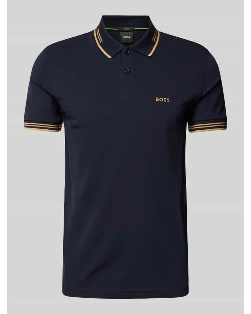 HUGO BOSS Slim Fit Poloshirt mit Label-Print Modell 'Paul Marine