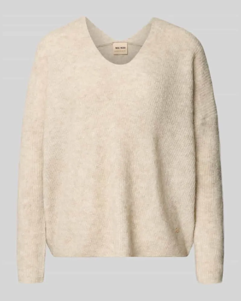 Mos Mosh Oversized Strickpullover mit gerippten Abschlüssen Modell 'THORA Beige