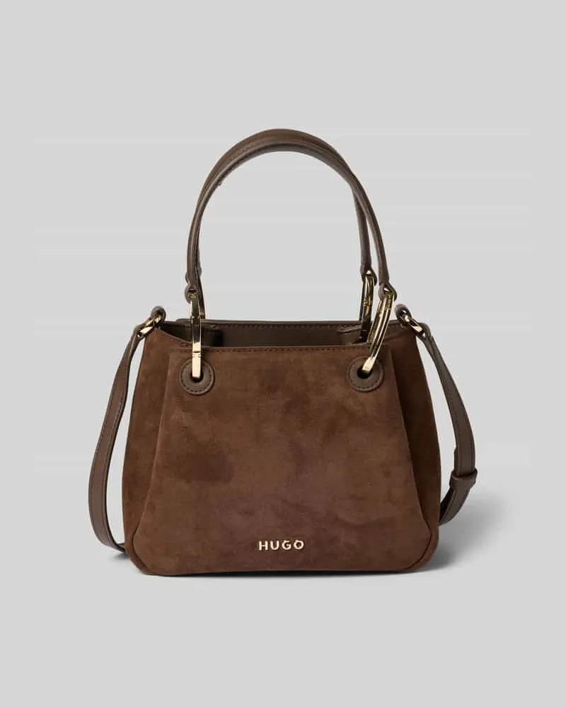 HUGO BOSS Henkeltasche mit Leder-Anteil Modell 'Orin 2.0 S_Tote Mini Dunkelbraun