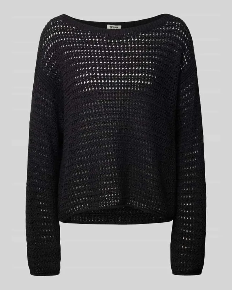 Drykorn Strickpullover mit Lochstickerei Modell 'IMENIA Black