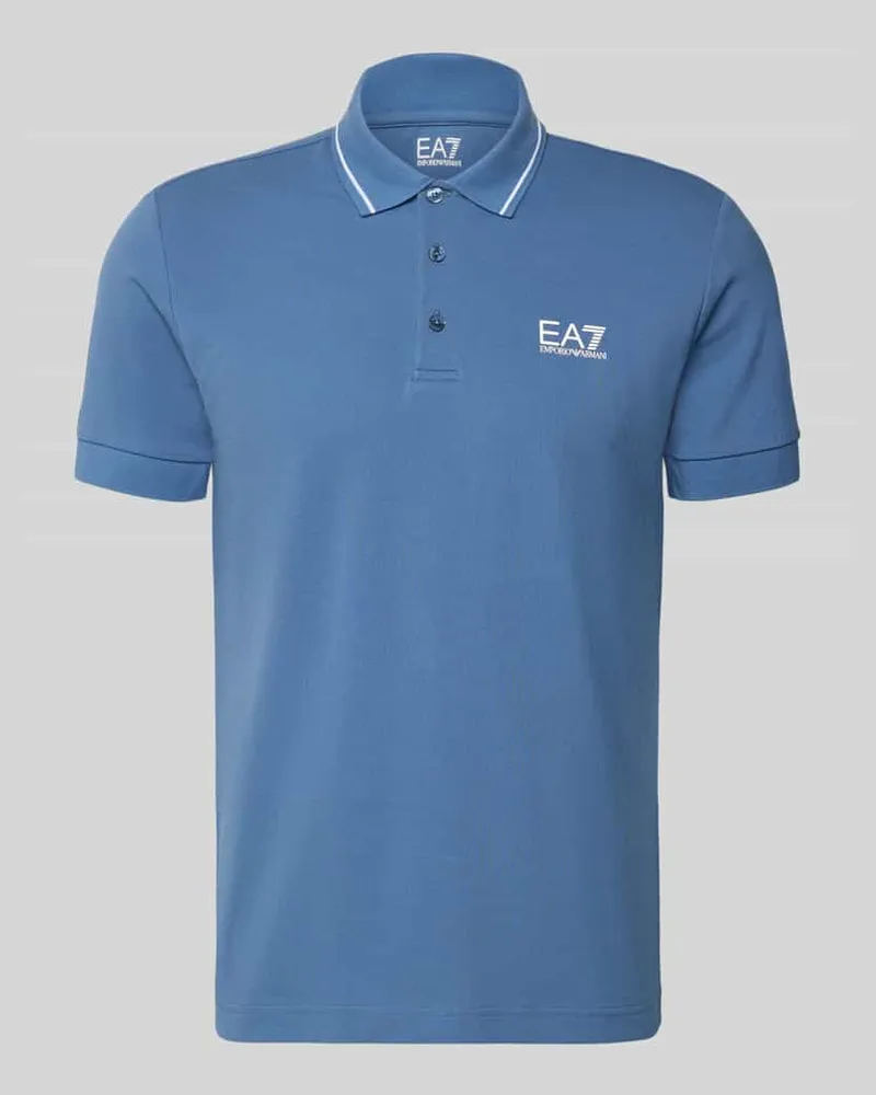 EA7 Regular Fit Poloshirt mit Logo-Print Sky