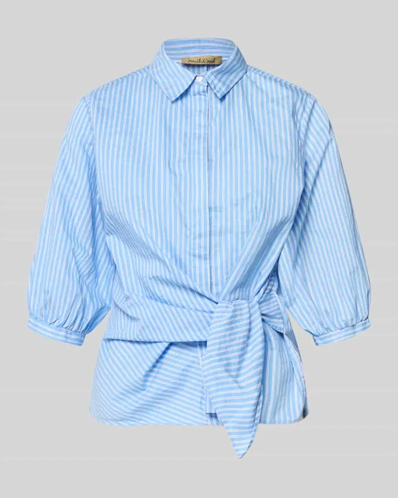 Smith & Soul Regular Fit Bluse mit Knotendetail Hellblau