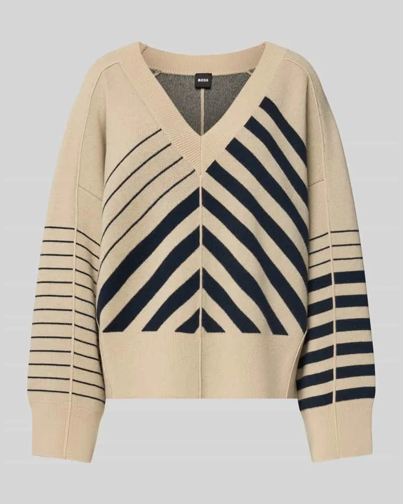 HUGO BOSS Oversized Strickpullover aus Schurwoll-Kaschmir-Mix Modell 'FUDALI Beige