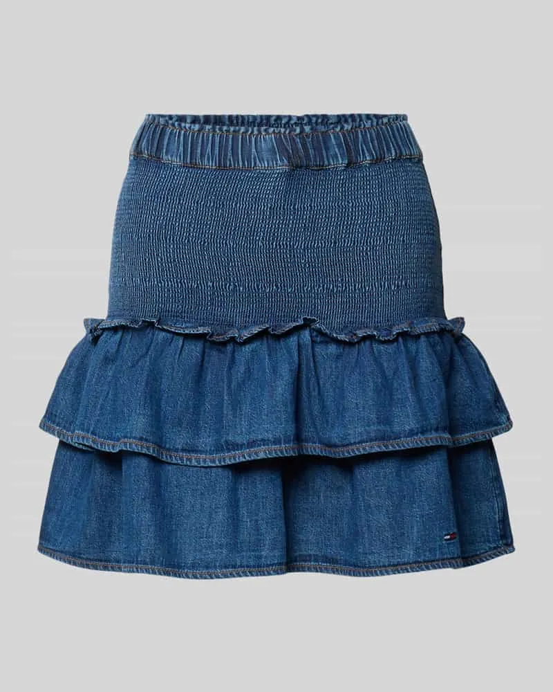 Tommy Hilfiger Denim Minirock aus reiner Baumwolle mit Volants Jeansblau