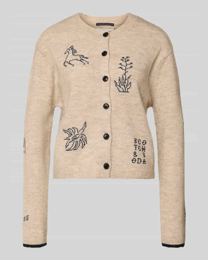 Scotch&Soda Strickjacke mit Stitchings und Rundhalsausschnitt Beige