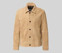 Regular Fit Lederjacke aus echtem Ziegen-Velours Modell 'FLINT