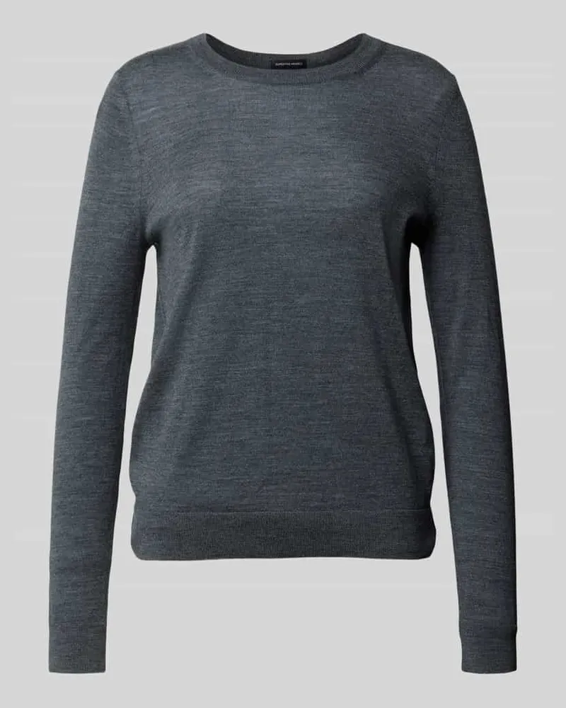 HUGO BOSS Regular Fit Strickpullover aus reiner Schurwolle Modell 'FERPINA Dunkelgrau