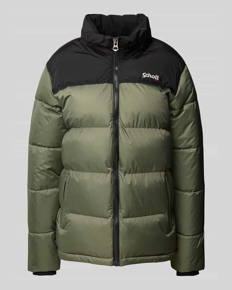 Schott N.Y.C Steppjacke mit Label-Stitching Modell 'Utah Oliv