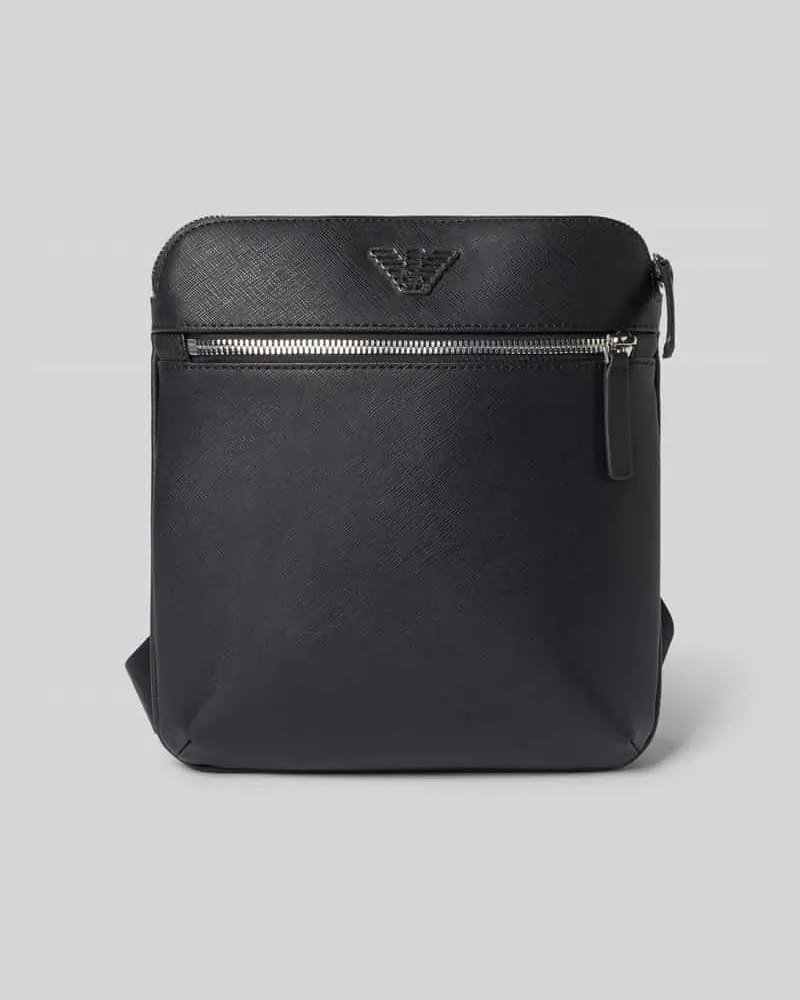 Emporio Armani Umhängetasche mit Logo-Applikation in Leder-Optik Black