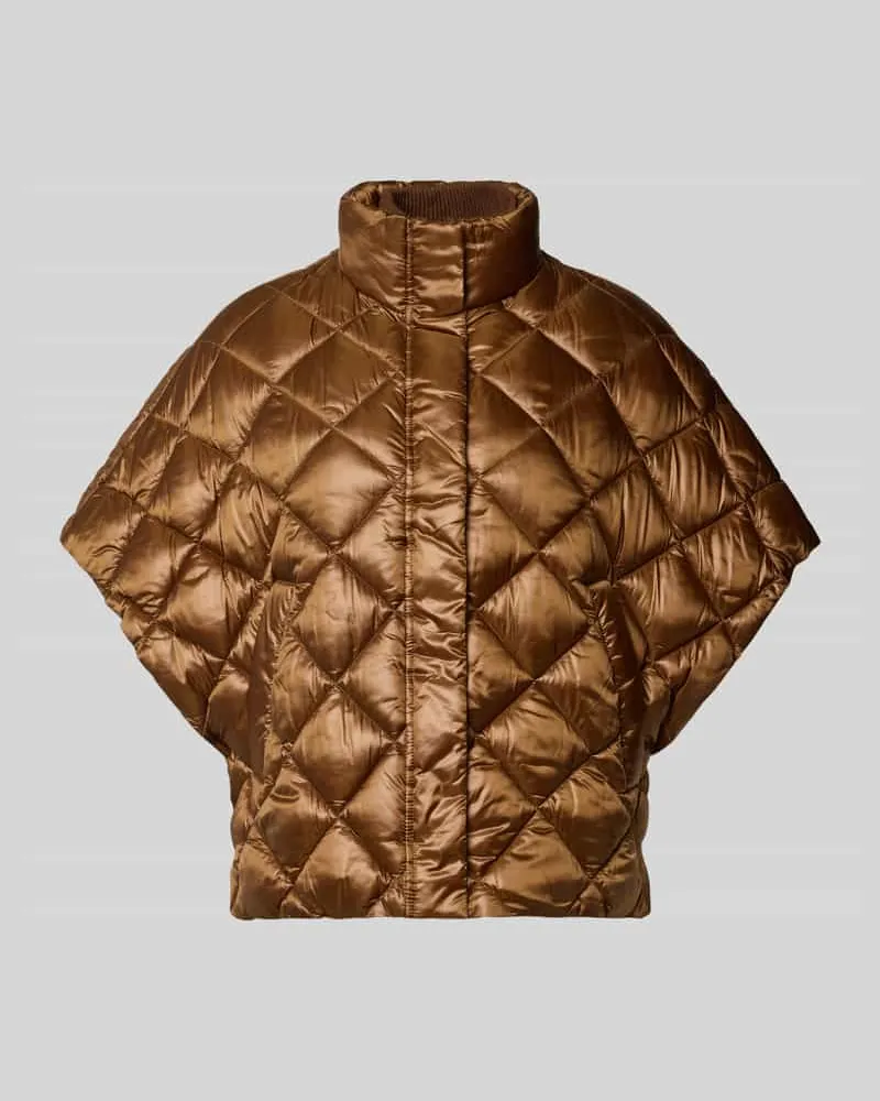 Stefanel Regular Fit Poncho mit Steppnähten Beige