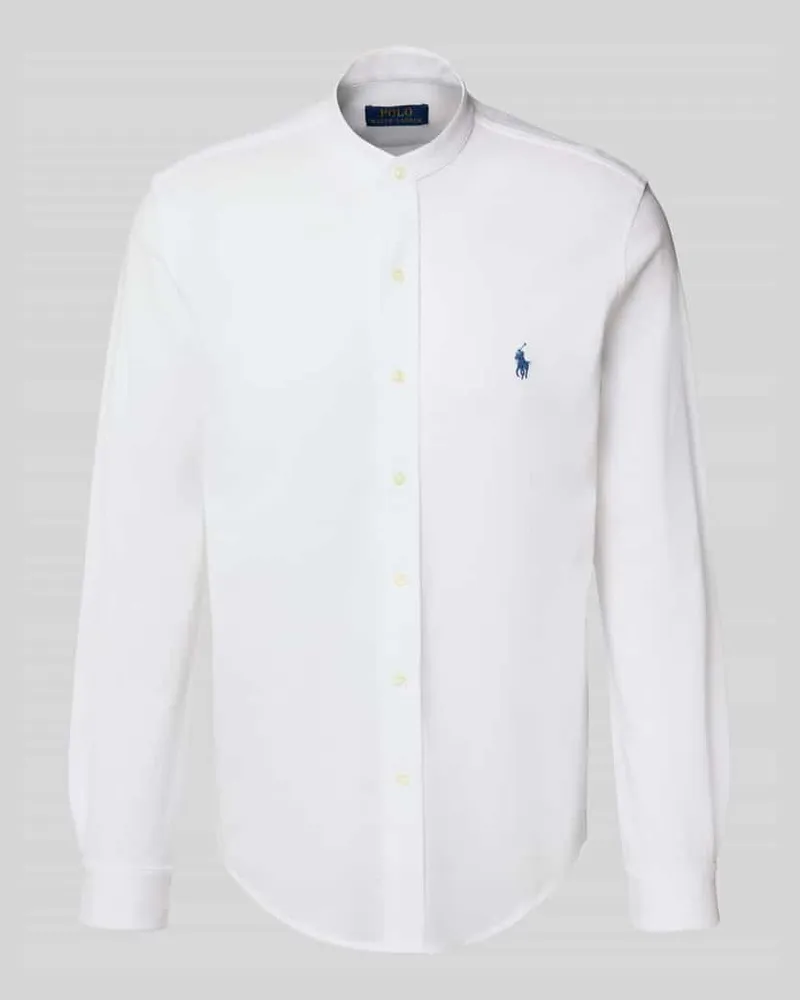 Ralph Lauren Regular Fit Freizeithemd mit Label-Stitching und Stehkragen Weiss