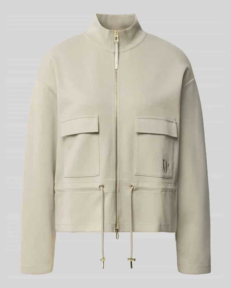 JOOP! Regular Fit Sweatjacke aus Baumwoll-Mix Ecru