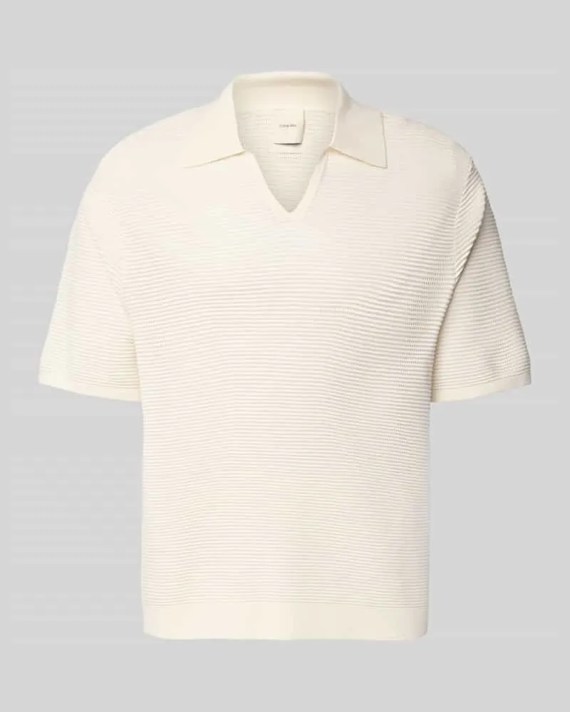 Calvin Klein Regular Fit Poloshirt mit V-Ausschnitt Offwhite