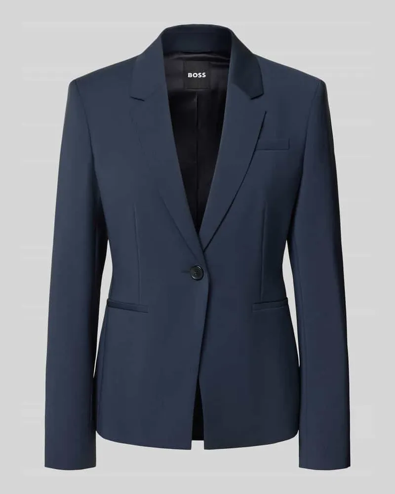 HUGO BOSS Regular Fit Longblazer aus Wolle mit Paspeltaschen Marine
