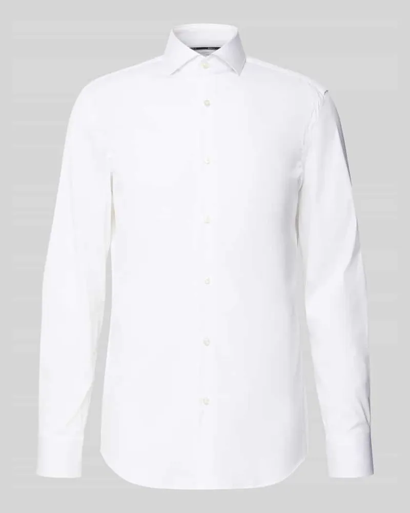 HUGO BOSS Slim Fit Business-Hemd mit Stretch-Anteil Modell 'Hank Hai Weiss