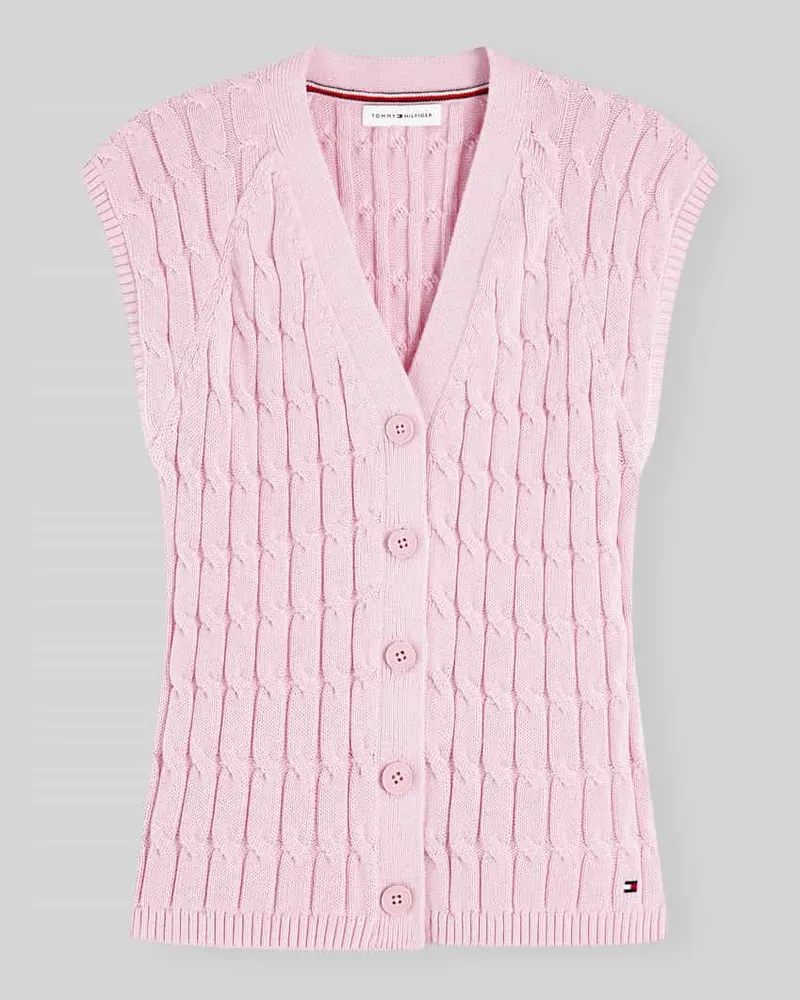 Tommy Hilfiger Regular Fit Strickweste aus reiner Baumwolle Pink