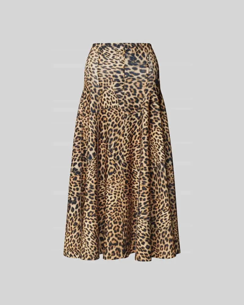 Norma Kamali Midirock mit Ziernähten Hellbraun