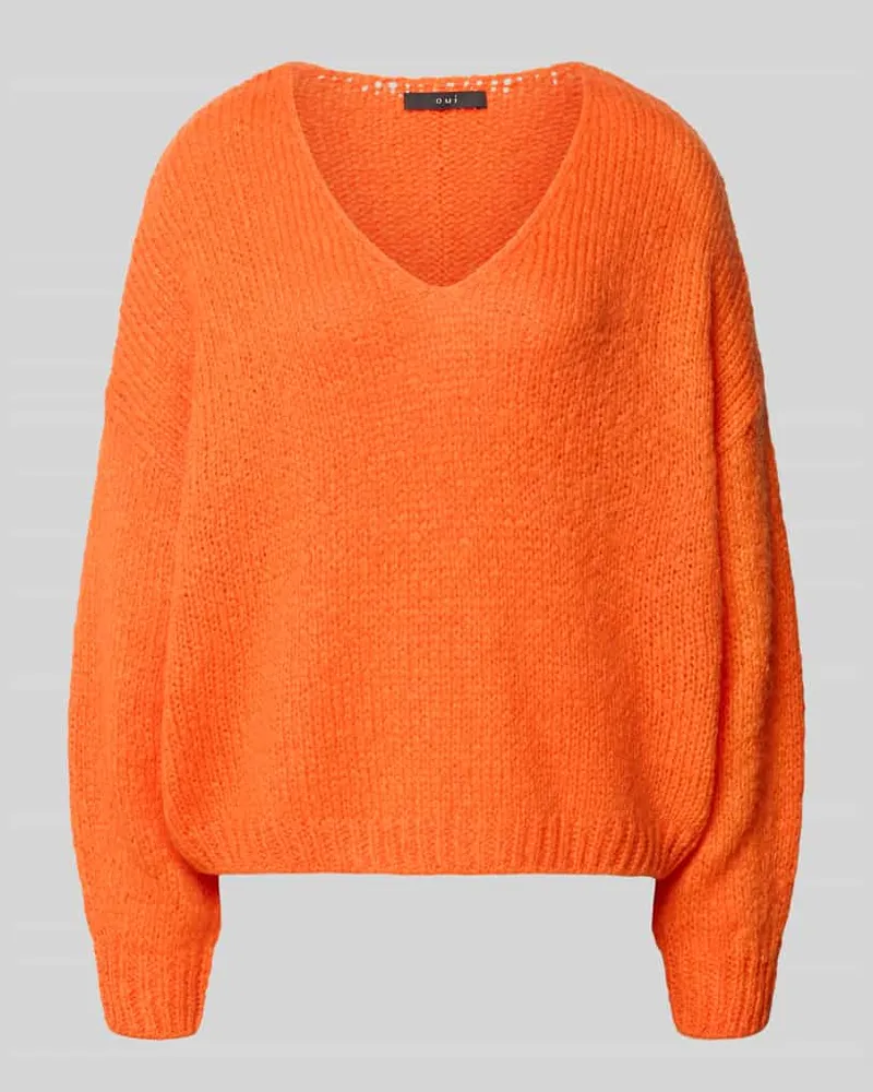 Oui  Oversized Strickpullover mit Mohair-Anteil Orange