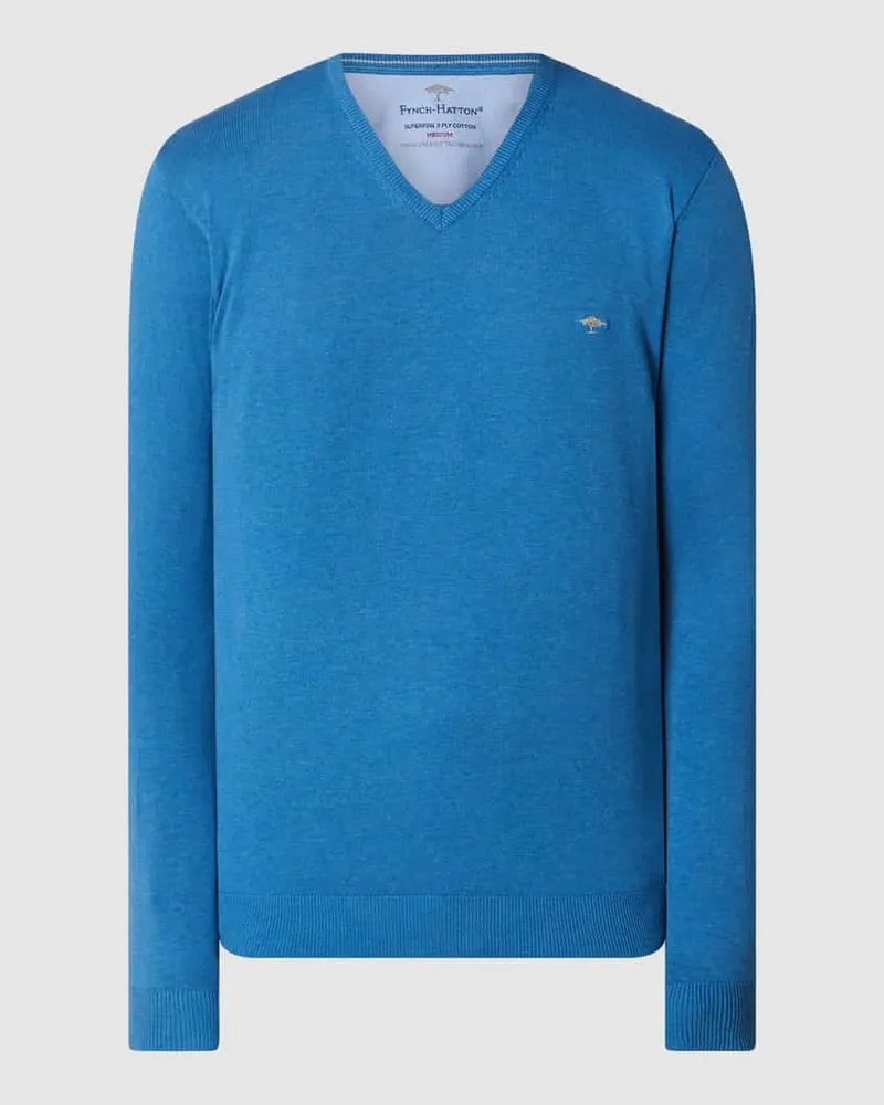 Fynch-Hatton Pullover mit V-Ausschnitt Blau