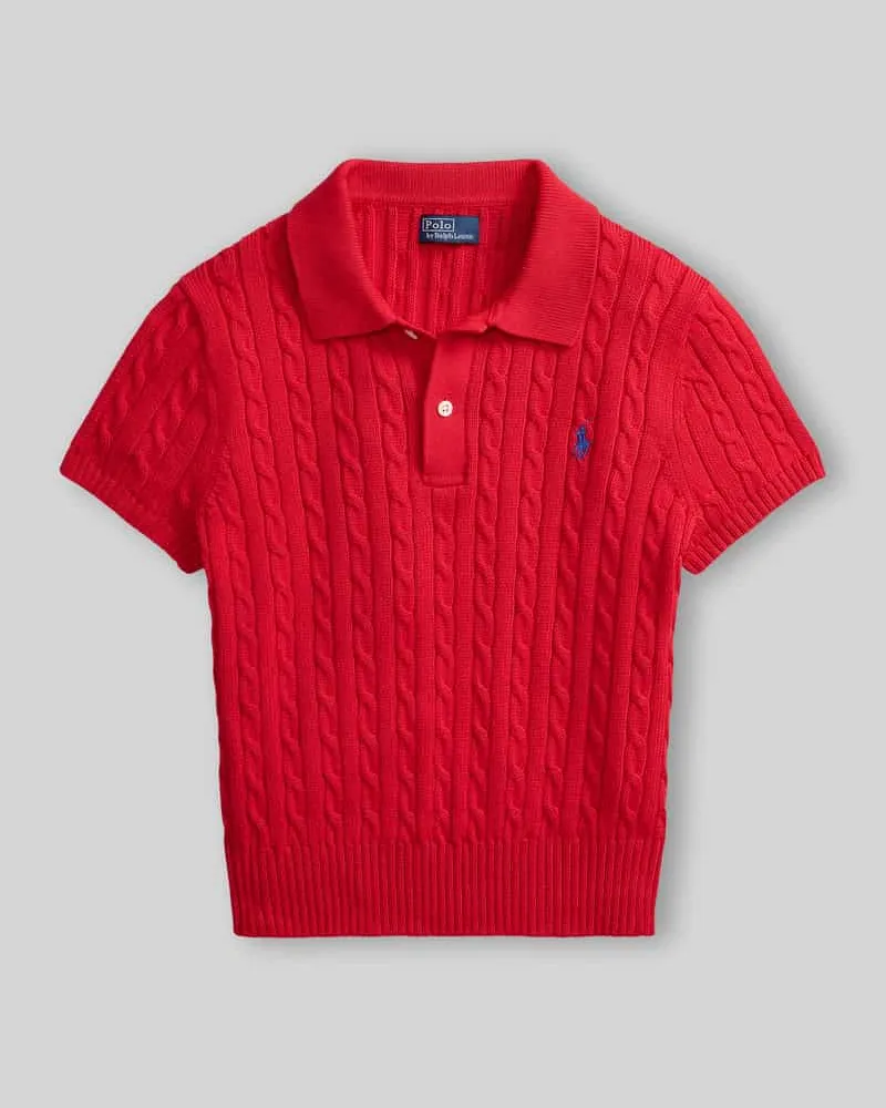 Ralph Lauren Regular Fit Strick-Poloshirt aus reiner Baumwolle Rot