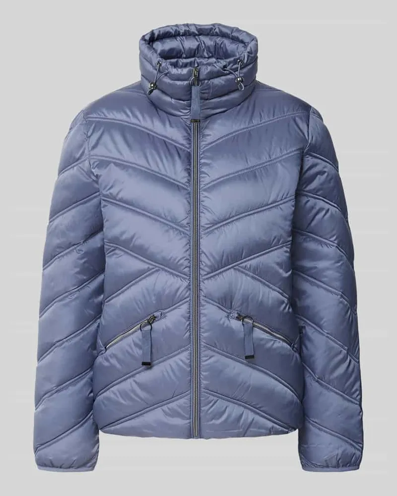 Christian Berg Steppjacke mit Stehkragen und Reißverschlusstaschen Rauchblau