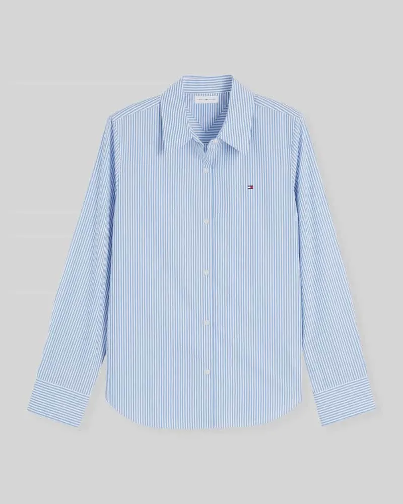 Tommy Hilfiger Regular Fit Hemdbluse aus Baumwoll-Mix Hellblau